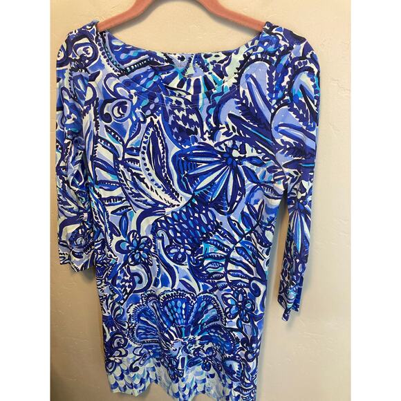 Lilly Pulitzer Hollee Blue Iris Midi Length Quarter Length Sleeve Blue Dress S - Picture 6 of 9